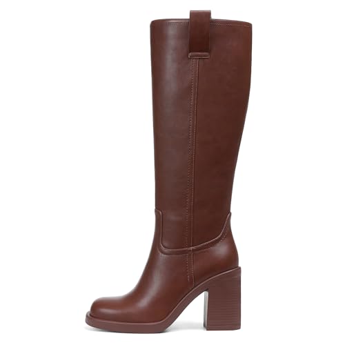 Kalstage Plateau-Stiefel, kniehohe Damenstiefel, modisch, Herbst, klobiger Absatz, quadratischer Zehenbereich, halber Reißverschluss, hohe Stiefel für Konzert, Club, Festival, Braun, 38 EU Kalstage Plateau-Stiefel, kniehohe Damenstiefel, modisch, Herbst, klobiger Absatz, quadratischer Zehenbereich, halber Reißverschluss, hohe Stiefel für Konzert, Club, Festival, Braun, 38 EU von Kalstage