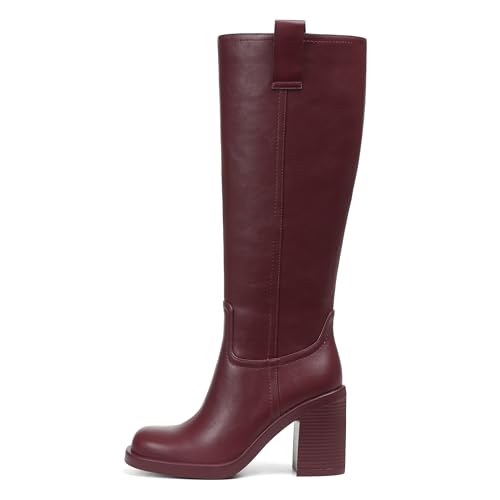 Kalstage Plateau-Stiefel, kniehohe Damenstiefel, modisch, Herbst, klobiger Absatz, quadratischer Zehenbereich, halber Reißverschluss, hohe Stiefel für Konzert, Club, Festival, Burgunder, 41 EU Kalstage Plateau-Stiefel, kniehohe Damenstiefel, modisch, Herbst, klobiger Absatz, quadratischer Zehenbereich, halber Reißverschluss, hohe Stiefel für Konzert, Club, Festival, Burgunder, 41 EU von Kalstage