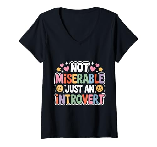 Damen Not Miserable Just An Introvert Shy Chill Isolation - T-Shirt mit V-Ausschnitt Damen Not Miserable Just An Introvert Shy Chill Isolation - T-Shirt mit V-Ausschnitt von Kalte introvertierte Existenz