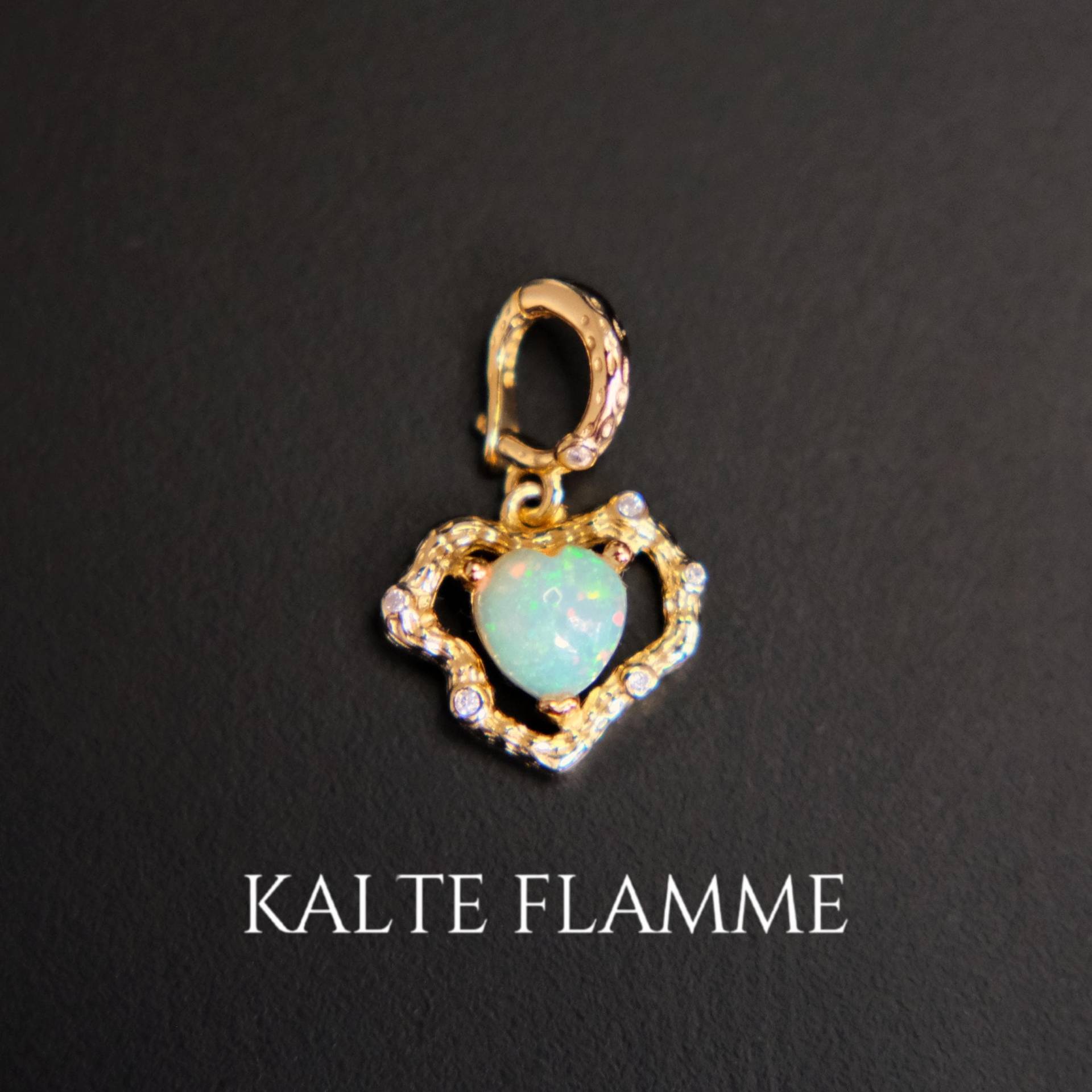 Natural Opal Heart Pendant - 925 Silver 18K Yellow Gold Plated Universal Clasp Pearl Necklaces October Birthstone Gift For Her Natural Opal Heart Pendant - 925 Silver 18K Yellow Gold Plated Universal Clasp Pearl Necklaces October Birthstone Gift For Her von KalteFlamme