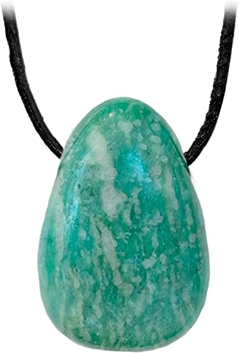 Kaltner Präsente Edelstein Halskette mit Anhänger/Amazonit Blau Grün/Lederband mit gebohrtem Trommelstein Tropfen Anhänger/Hochwertiger Edelsteinanhänger/Edelsteinkette für Damen und Herren Kaltner Präsente Edelstein Halskette mit Anhänger/Amazonit Blau Grün/Lederband mit gebohrtem Trommelstein Tropfen Anhänger/Hochwertiger Edelsteinanhänger/Edelsteinkette für Damen und Herren von Kaltner Präsente