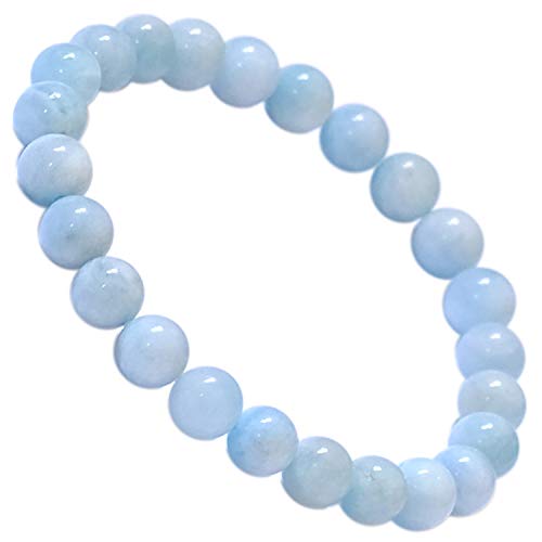Kaltner Präsente Geschenkidee – Hochwertiges Edelstein Armband Kugelarmband Aquamarin Ø 8 mm dehnbar von Kaltner Präsente