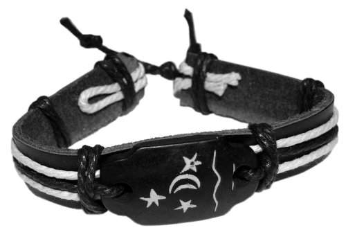 Kaltner Präsente Geschenkidee - Lederarmband für Damen und Herren mit Motiv Mond und Sterne von Kaltner Präsente
