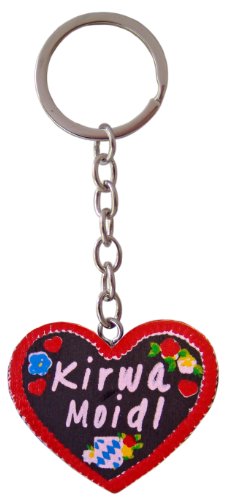 Kaltner Präsente Schlüsselanhänger Herz Lebkuchenherz fürs Dirndl zur Wiesn und Oktoberfest (Motiv Kirwa Moidl) von Kaltner Präsente