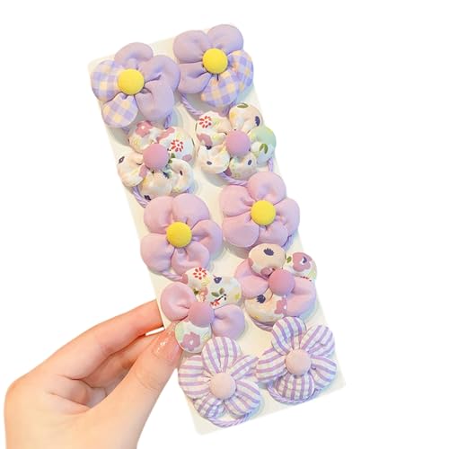 Elastische Haargummis für Kinder mit Blumenmuster für Mädchen und Damen, Blumen-Haarbänder, Pferdeschwanz-Halter für Frauen von Kalttoy