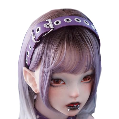Kalttoy Unisex-Haarband mit Ösen, Punk, Nieten, PU-Haarband für Rockkonzerte, dunkle Kopfbedeckung, Unisex-Kleidung von Kalttoy