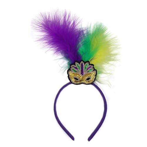 Karnevals-Stirnband für Damen mit Pailletten, Federn, zarte Stirnbänder, rutschfest, süßes Mädchen, Abschlussballzubehör, Pailletten-Stirnbänder für Mädchen, buntes Pailletten-Stirnband für Mädchen von Kalttoy
