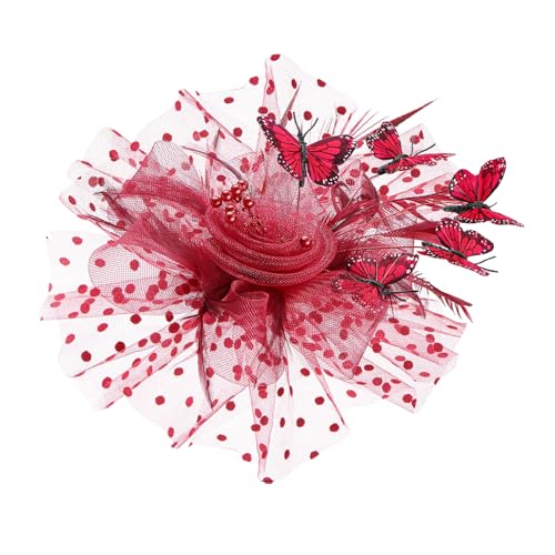 Modischer Fascinator für Hochzeit, Kopfschmuck mit Perlen, Schmetterling-Design, Kunstperlen, Haarspange für Braut, Styling, Brautschmuck, Schmetterlings-Haarspange von Kalttoy