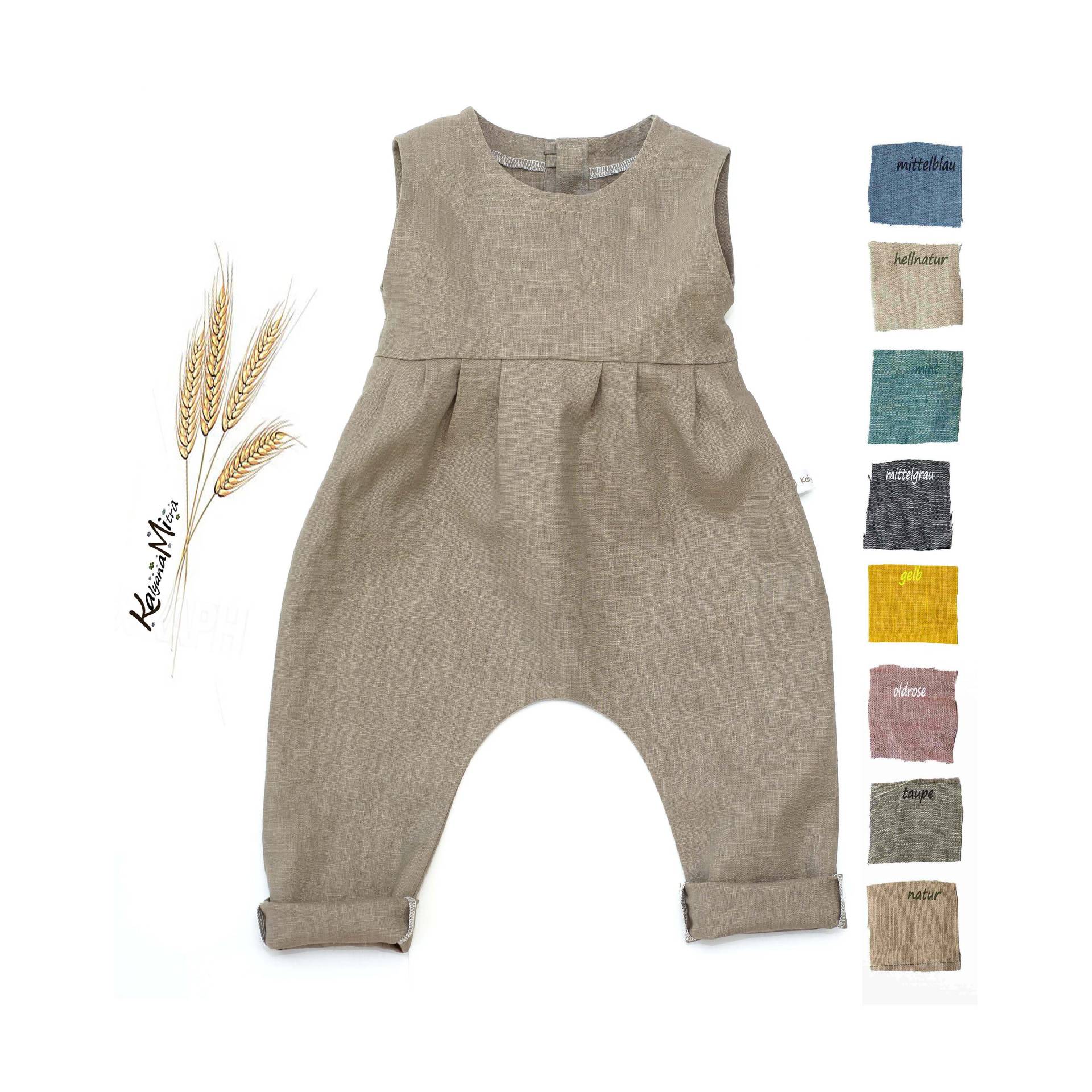 Farbwahl Romper Leinen Body Strampler Latzhose Overall Farbwahl Romper Leinen Body Strampler Latzhose Overall von Kalyana
