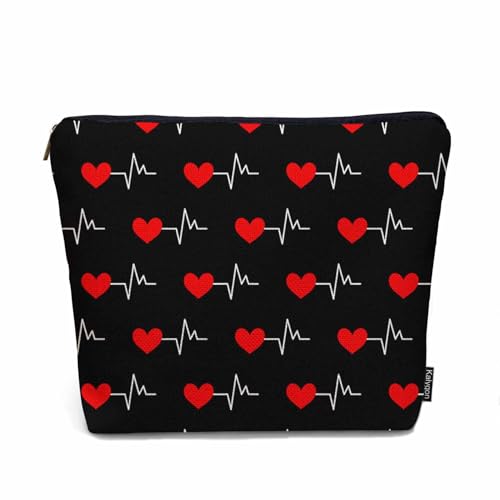 Kalygon Make-up-Tasche mit Pferdemotiv, für Geldbörse, Westernpferde, braun, Reise-Kulturbeutel, Kosmetiktasche, Make-up-Tasche, Flachs, Make-up-Tasche, Stiftebeutel für Mann und Frau, Herzschlag, 9 x von Kalygon