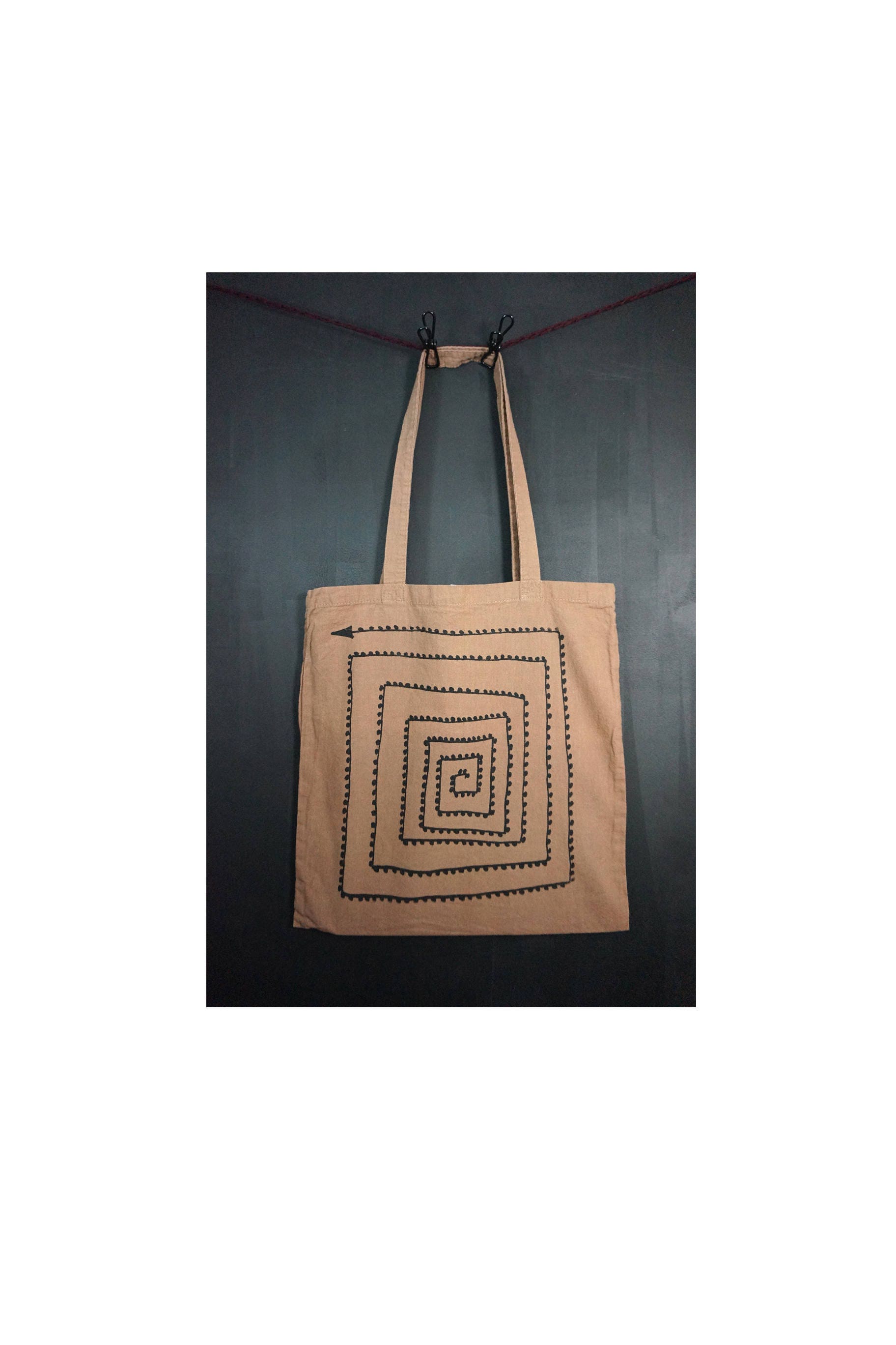 Siebdruck Baumwolltasche, Handbedruckt Handgezeichnet, Braun, Lustig, Wiederverwendbar, Elfe Waldfee, Schultertasche, Jutebeutel, Yogatasche von KamaCrafts