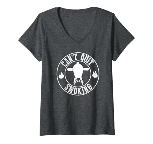 Damen Lustiges BBQ Grillen Big Egg Smoker Zubehör Fan T-Shirts T-Shirt mit V-Ausschnitt von Kamado Fan Tees