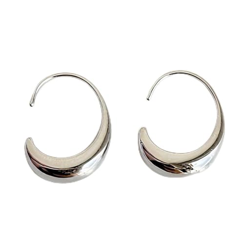 Kamakula Wassertropfen Ohrringe für Frauen Echtgold vergoldet Reifen mit 925 Sterling Silber Post Hypoallergen (Oval Offene Creolen silber) von Kamakula