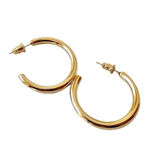 Kamakula Dicke Creolen Ohrringe für Frauen Echtgold vergoldet Reifen mit 925 Sterling Silber Post Hypoallergen (dünne Creolen gold 30 mm) von Kamakula