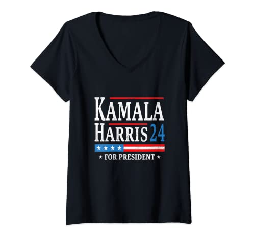Damen Vintage Kamala Harris 2024 Für Präsident Wahlkampagne T-Shirt mit V-Ausschnitt Damen Vintage Kamala Harris 2024 Für Präsident Wahlkampagne T-Shirt mit V-Ausschnitt von Kamala Harris 2024 For President Campaign Co.