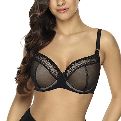 Gaia 990 Dame Halbversteifter BH Träger Tüll Netz Spitze Schliefe Philippa, Schwarz,70G von Kamea