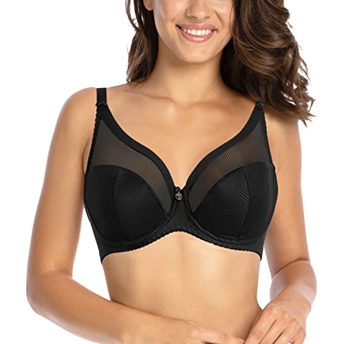 GAIA Büstenhalter Sonia Semi-Soft – Halbverstärkter BH – Mittelhoch bedeckender BH – Ohne seitliche Bügel – Starke Unterstützung – Büstenhalter mit Bügeln - Schwarz C80 von GAIA