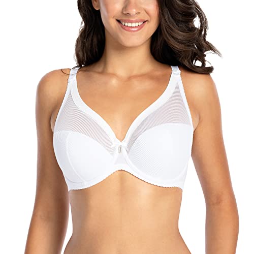 Gaia Sonia Semi-Soft BH, halbverstärkt, halbhoher BH, ohne seitliche Bügel, Starke Unterstützung, BH mit Bügel, Weiß, 85D von Kamea