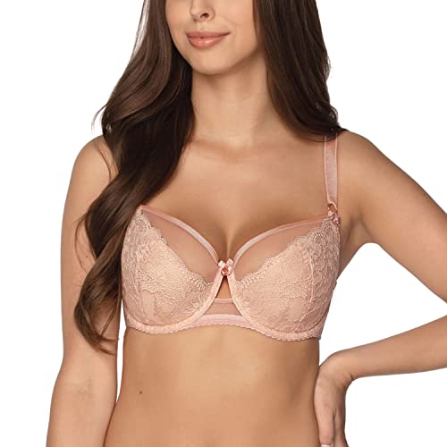 Gaia Dame Halbversteifter BH Spitze Netz Sinnlich Klassisch Subtil Elegant 1192 Amelia, Pink,85E von Kamea