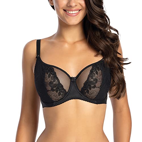 Gaia Dame Soft BH Schalen Spitze Stickerei Tüll Klassisch 1026 Ada, Schwarz,75H von Kamea