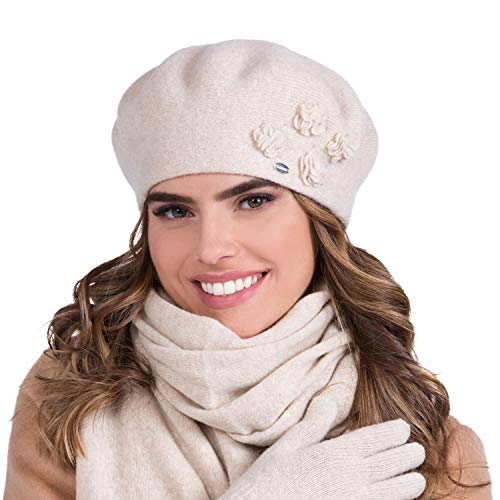 Kamea Dame Baskenmütze Winter Kopfbedeckung Gemustert Warm Ariel, Beige,Einheitsgröße von Kamea