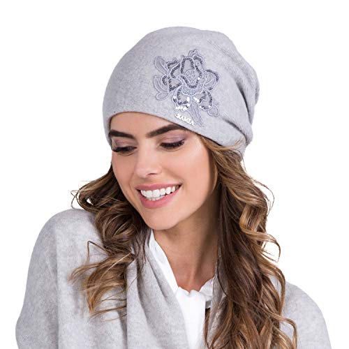 Kamea Dame Beanie Mütze Kopfbedeckung Winter Warm Dick Einfarbig Lajla, Grau,Einheitsgröße von Kamea