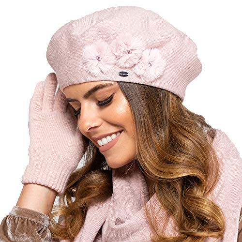 Kamea Damen Baskenmütze Kopfbedeckung Herbst Winter Alaska, Pink,Uni von Kamea