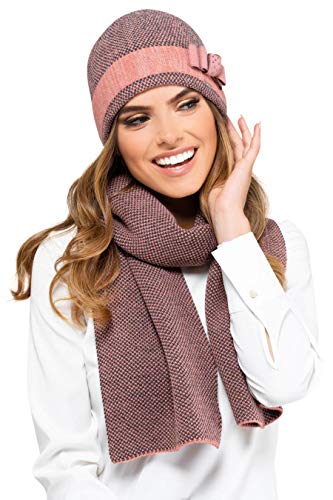 Kamea Damen Winterset Katalonia, 2 tlg, Mütze mit passendem Schal, Geschenk für Frauen, Winter Set:Lachs von Kamea