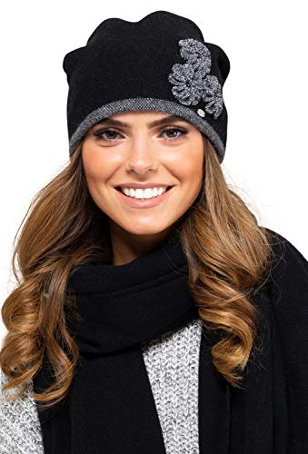 Kamea - Winterset für Damen Valencia - elegante Mütze mit passendem Schal - verschiedene Farbauswahl, Winter Set:Schwarz von Kamea