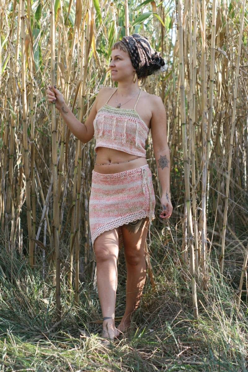 Handgemachtes Unikat Häkelrock Und Top. Strandkleid. Gestrickter Sommer Boho Hippie. Kostenloser Versand von KameliaOfelia