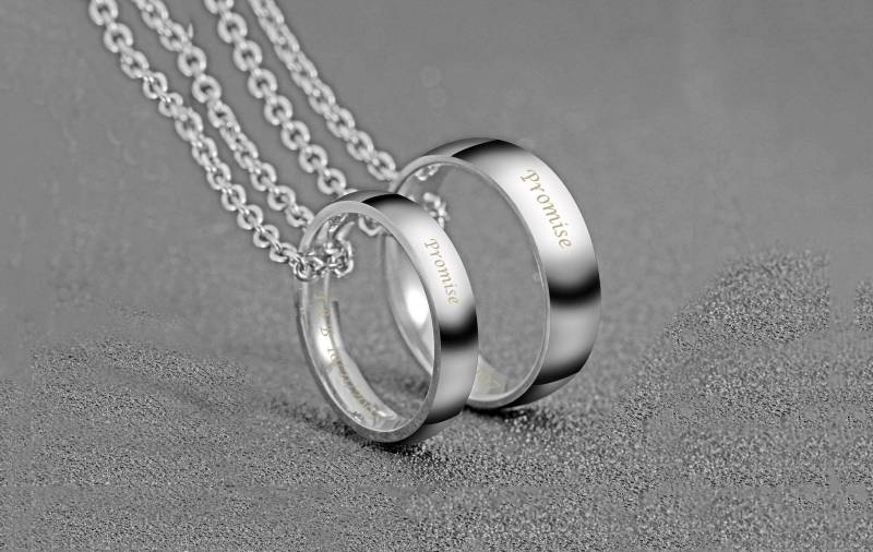 Personalisiertes Ring-Halsketten-Set Edelstahl Paar Halsketten von Kamieatapple