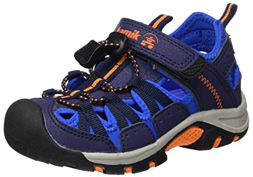 Kamik B08PR23PLK Jungen Wildcat Geschlossene Sandalen, Blau (Navy Orange NAV) von Kamik