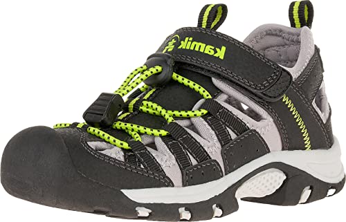 Kamik B08PR23PLK Wildcat Geschlossene Sandalen, Schwarz (Black Lime BLK), 33 EU von Kamik