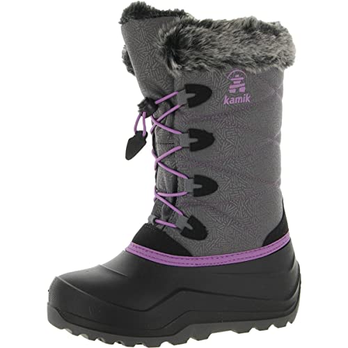 Kamik Girls Snowgypsy 4 Grau - Warme wasserdichte Mädchen Winterstiefel, Größe EU 37 - Farbe Charcoal - Orchid von Kamik