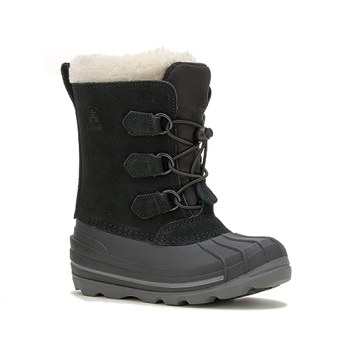 Kamik Kids Snowdash Schwarz - Wasserdichte robuste Kinder Leder Winterstiefel, Größe EU 35 - Farbe Black von Kamik