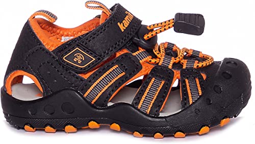 Kamik Unisex Jungen Crab Geschlossene Sandalen, Schwarz (Blk Orange Charcoal BOC), 22 EU von Kamik