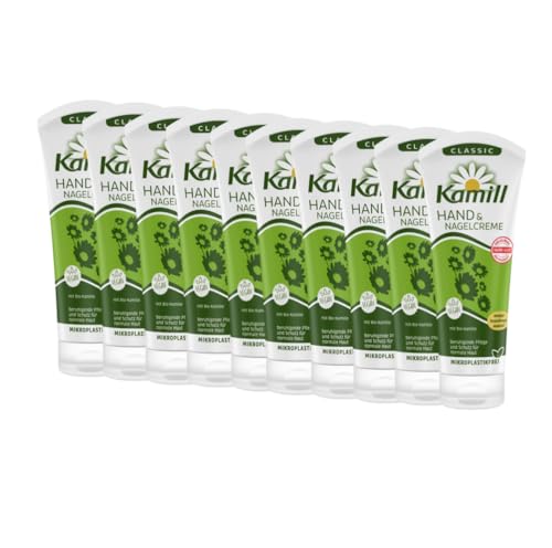 10er Pack Kamill Hand- & Nagelcreme CLASSIC (10 x 100ml) - beruhigt & schützt mit Bio-Kamille aus kontrolliert biologischem Anbau, mit veganen Inhaltsstoffen & ohne Mikroplastik von Kamill