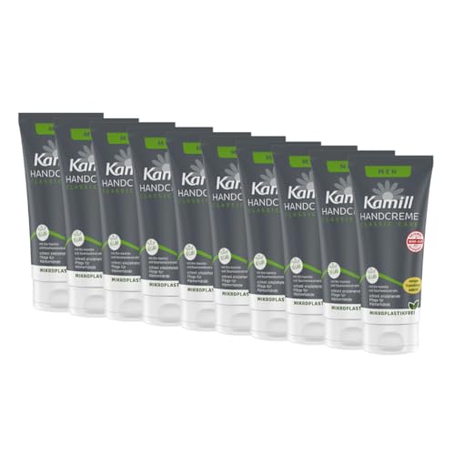 10er Pack Kamill Hand- & Nagelcreme MEN (10 x 75ml) - pflegt & schützt mit Bio-Kamille aus kontrolliert biologischem Anbau, Bisabolol und Baumwollextrakt speziell für Männerhaut von Kamill