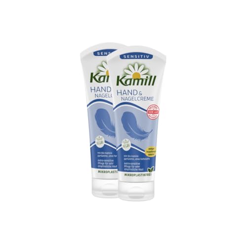 2er Pack Kamill Hand- & Nagelcreme SENSITIV (2 x 100ml) - parfümfreie & extra-sensitive Pflege für empfindliche Haut, optimal für Allergiker geeignet mit Bio-Kamille & Bisabolol von Kamill