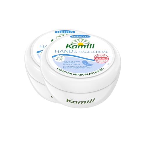 2er Set Kamill Hand- und Nagelcreme Sensitiv (2x250ml) - parfümfrei und besonders hautverträgliche Handplfege mit Bio-Kamille aus kontrolliert biologischem Anbau und Bisabolol, für Allergiker geeignet von Kamill