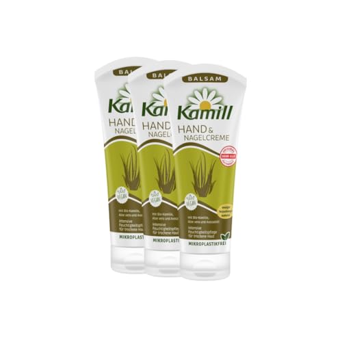 3er Pack Kamill Hand- & Nagelcreme BALSAM (3 x 100ml) - bietet intensive Pflege, Feuchtigkeit & Schutz mit Avocadoöl & Aloe Vera für trockene, beanspruchte Hände, ohne Mikroplastik von Kamill