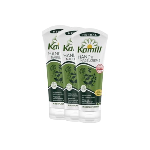 3er Pack Kamill Hand- & Nagelcreme HERBAL (3 x 100ml) - reichhaltige Pflege & Schutz mit 5-Kräuter-Extrakt & veganen Inhaltsstoffen, für anspruchsvolle Haut von Kamill