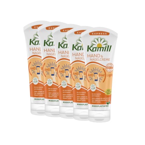 5er Pack Kamill Hand- & Nagelcreme EXPRESS (5 x 100ml) - pflegt & schützt die Hände vor schädlichem Blaulicht mit Anti Blue Light Filter, ohne Mikroplastik & tierische Inhaltsstoffe von Kamill