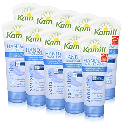 Kamill Hand & Nagel Creme Sensitiv 75ml - mit natürlicher Kamille (10er Pack) von Kamill