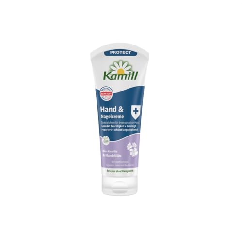 Kamill Hand- & Nagelcreme PROTECT 100ml - beruhigt, spendet Feuchtigkeit & schützt langanhaltend mit Mandelblüten & Panthenol, ohne Parabene, Mikroplastik & tierische Inhaltsstoffen von Kamill