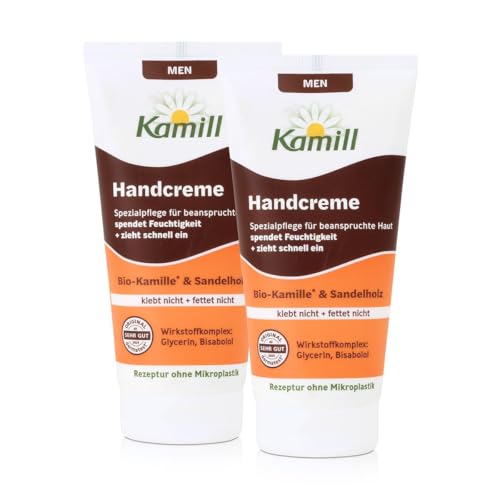 Kamill Handcreme MEN 2er Set (2 x 75ml) - pflegt & schützt mit Bio Kamille & Bisabolol, für trockene & beanspruchte Männerhänd von Kamill