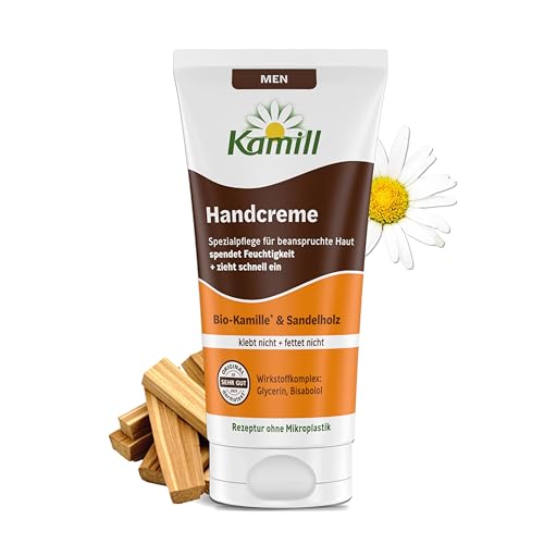 Kamill Handcreme Men 75ml – vegane Creme – Hand- & Nagelpflege mit Bio-Kamille und Sandelholz in Reisegröße – beruhigend & feuchtigkeitsspendend von Kamill