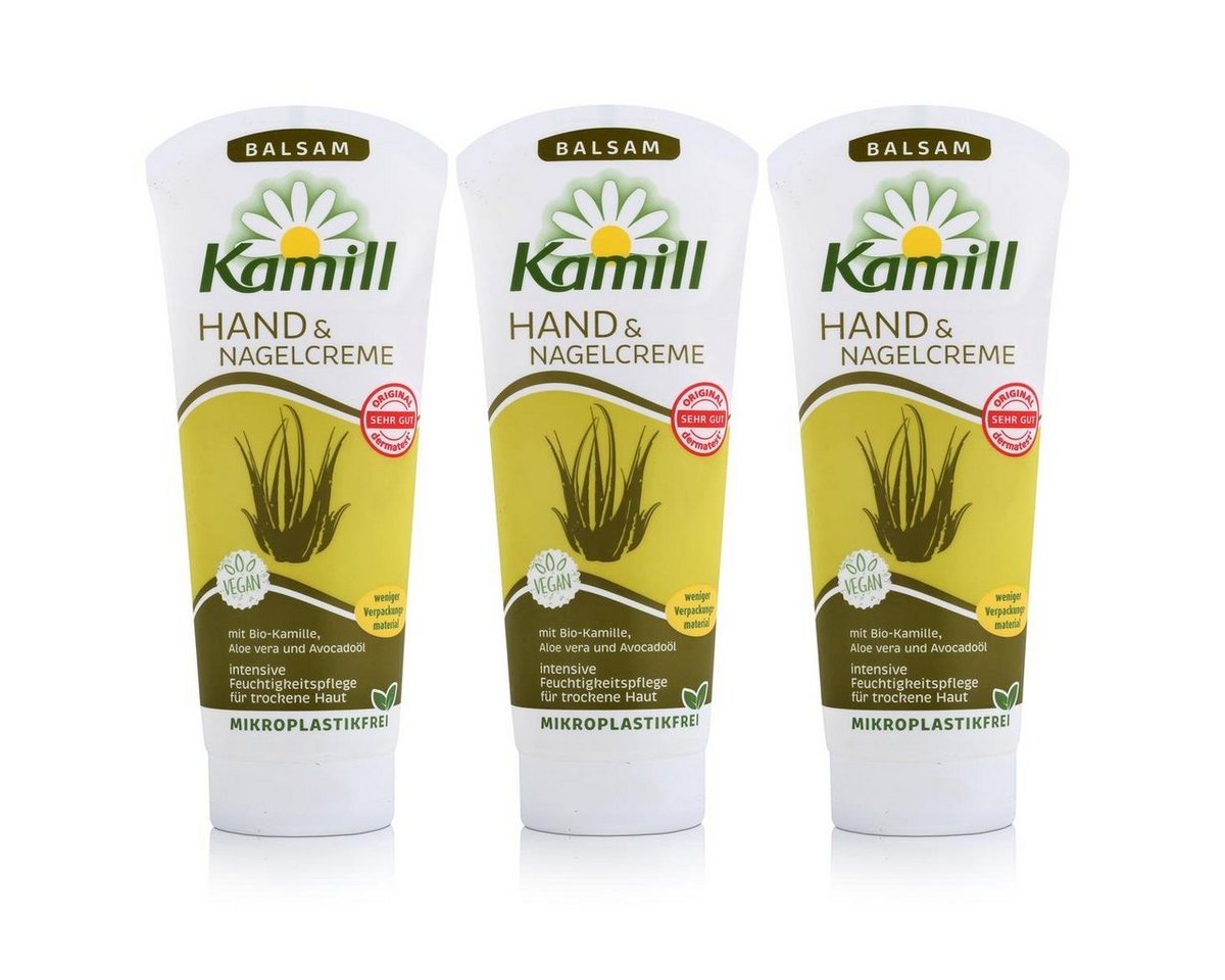 Kamill Hautcreme Kamill Hand & Nagelcreme Balsam 100ml - Handcreme Kamillenextrakt (3er von Kamill