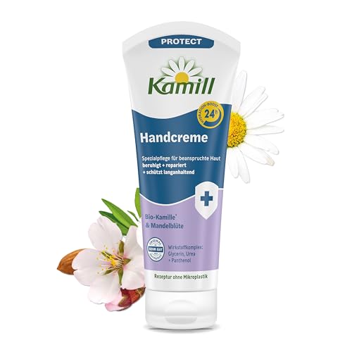 Kamill Handcreme Protect 100ml – vegane Creme – Hand- & Nagelpflege mit Bio- Kamille und Mandelblüte in Reisegröße – beruhigend, reparierend & schützend von Kamill