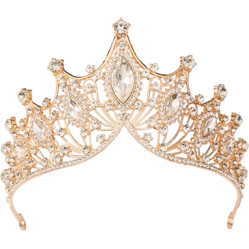 Kamirola Barock-Krone, Strass-Hochzeitskrone und Diadem, Kristall-Stirnband für Geburtstag, Abschlussball, Festzug, Party, Halloween, 1 Stück (1 Stück), Legierung, re von Kamirola